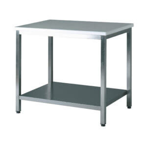 Stainless steel table with lower shelf